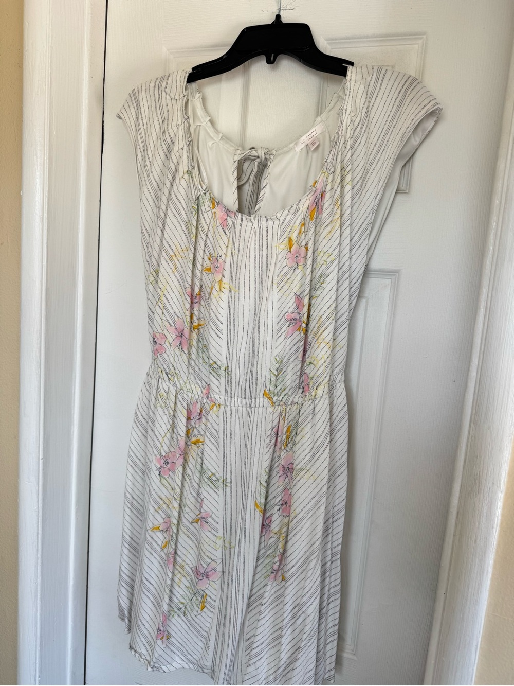 LC Lauren Conrad White Midi Dress with Pink & Yellow Floral